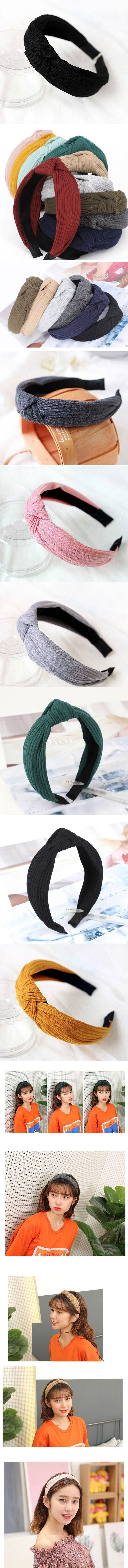 Korean Hair Accessories Headdress Knitted Solid Color Fabric Cross Knotted Headband Headband Head Buckle Ladies Headband display picture 1