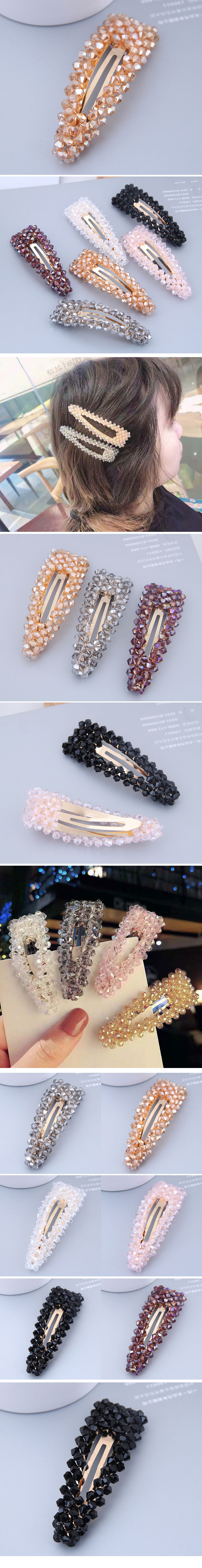 Crystal Water Drop Hair Clip Side Clip Simple Hairpin Word Clip Fashion Hairpin Hair Accessories display picture 1