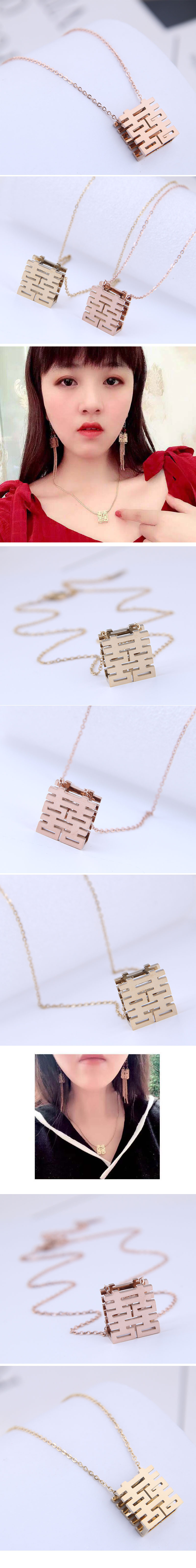 High Quality: European And American Fashion Exquisite Titanium Steel Rose Gold Sweet Ol Temperament Hi Word Female Personality Necklace display picture 1