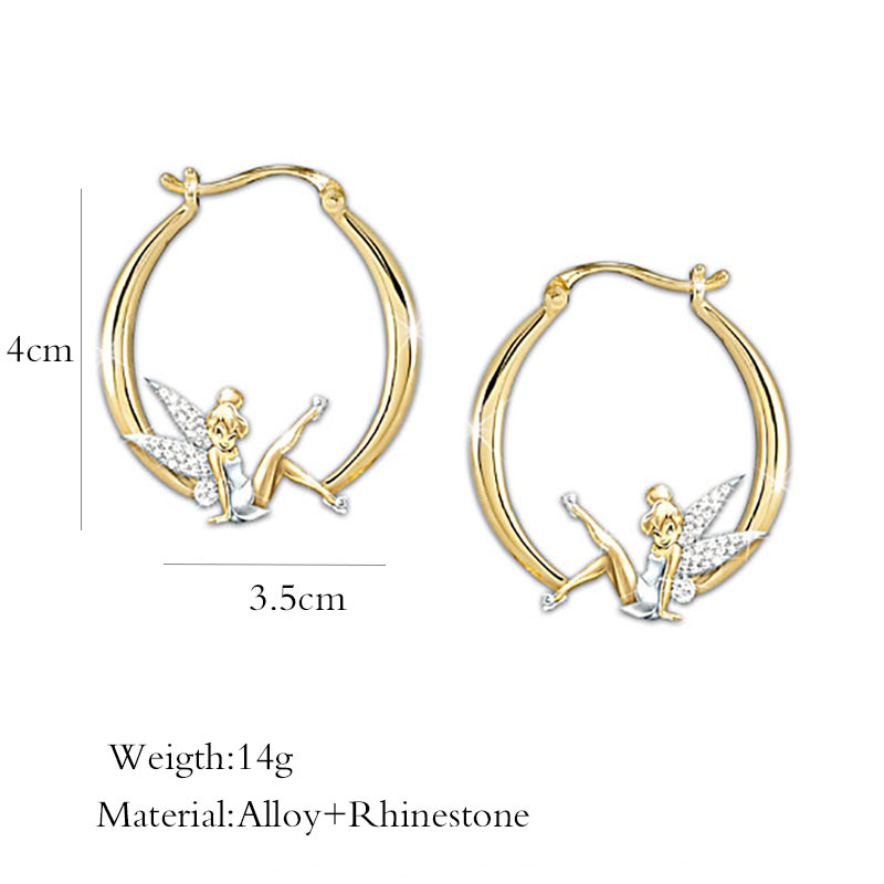 New Cross-border Jewelry Flower Fairy Gold Diamond Earrings Female European And American Fashion Elf Lady Earrings display picture 3