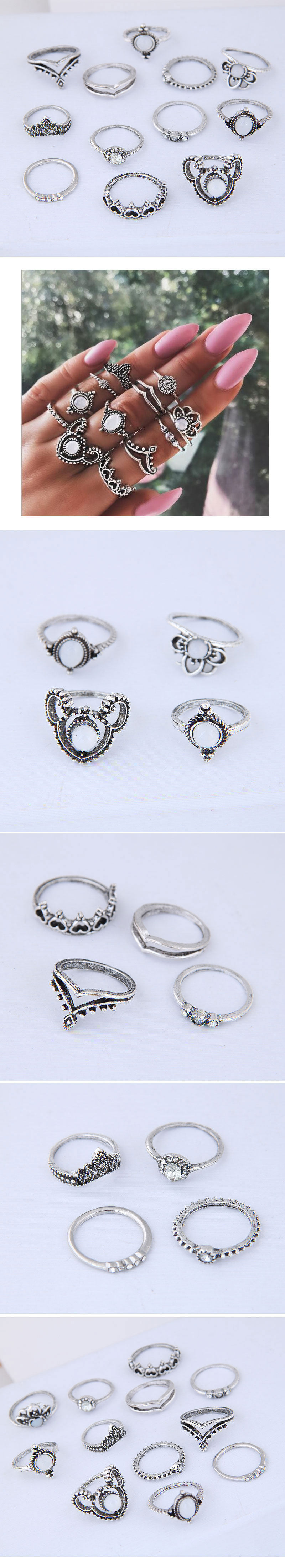 Fashion Metal Retro Simple Multi-piece Combination  Ring display picture 1