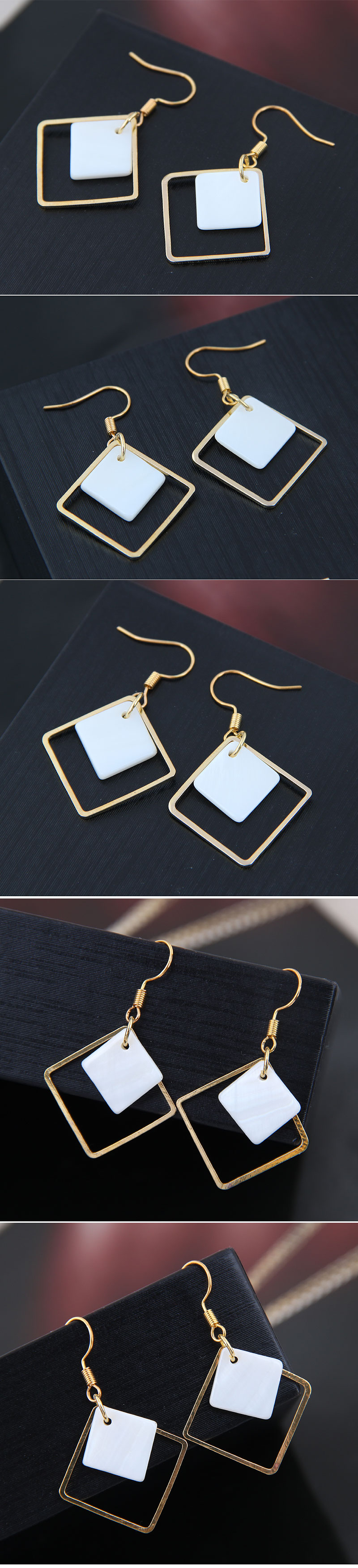 Fashion Female Earrings Simple Shell Geometric Shape Personality Square Earrings display picture 1
