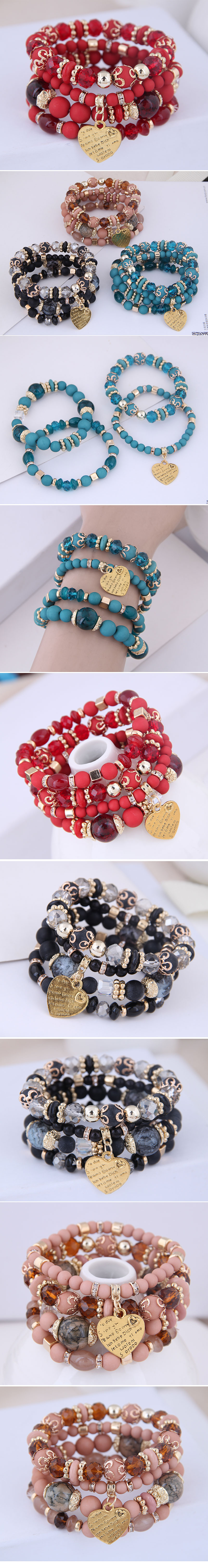Bohemian Mix And Match Metal Peach Temperament Multilayer Bracelet display picture 1