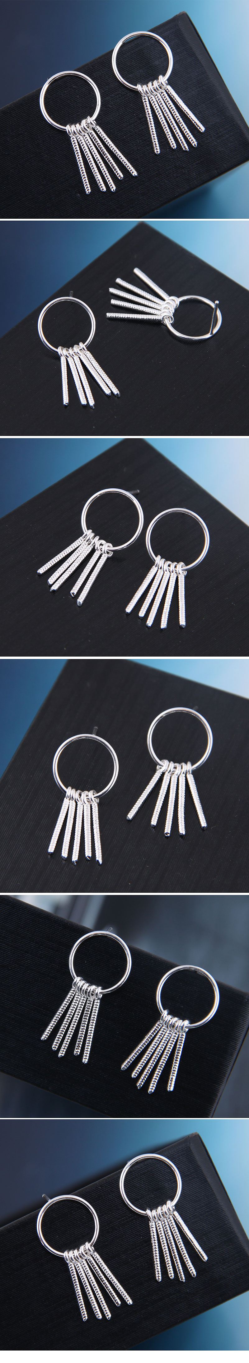 925 Silber Pin Mode Süße Kupfer Einfache Quaste Ohrringe display picture 1