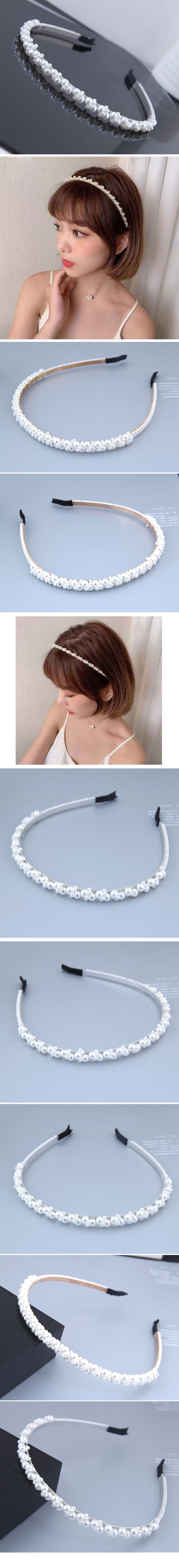 Metal Simple And Elegant Weaving Pearl Temperament Hair Accessories Headband Headband display picture 1