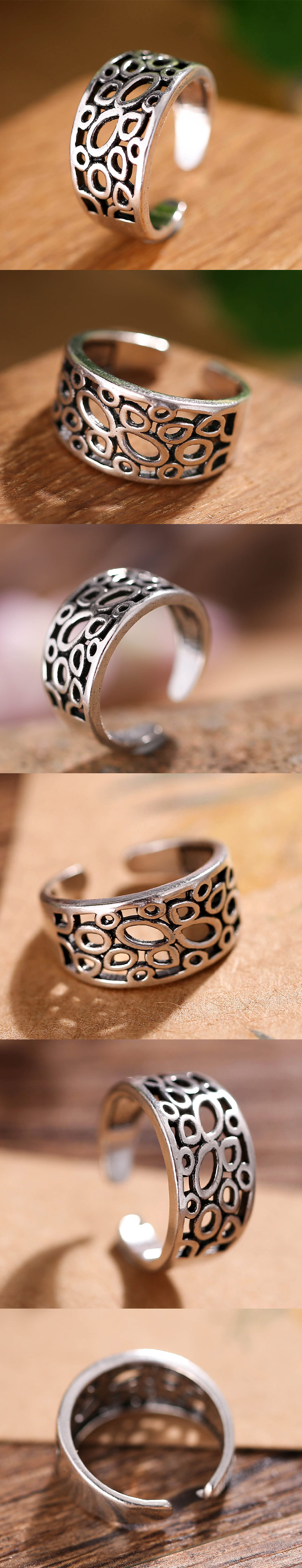 J05105 Exquisite European And American Fashion Retro Minimalist Hollow Personality Open Ring display picture 1
