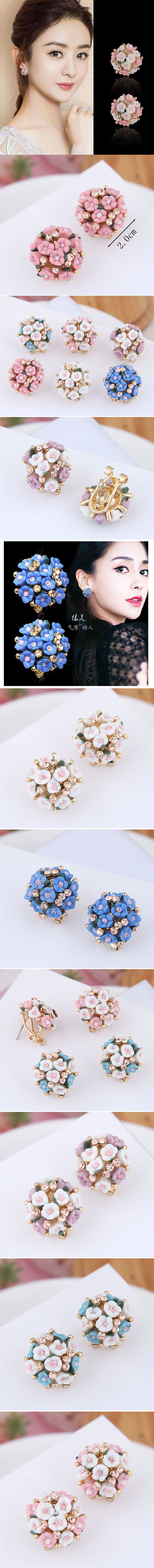 Boutique Korean Fashion Sweet Ol Wild Flash Diamond Flowers Personality Temperament Earrings Earrings display picture 1