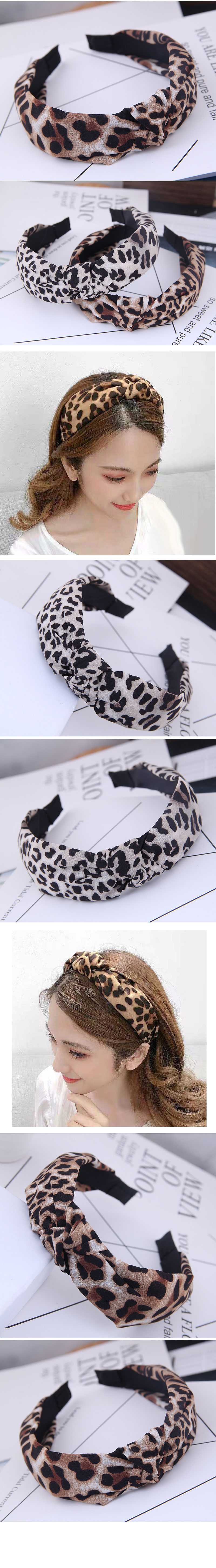 Korean Leopard Fabric Knotted Knotted Wide Edge Hair Band display picture 1