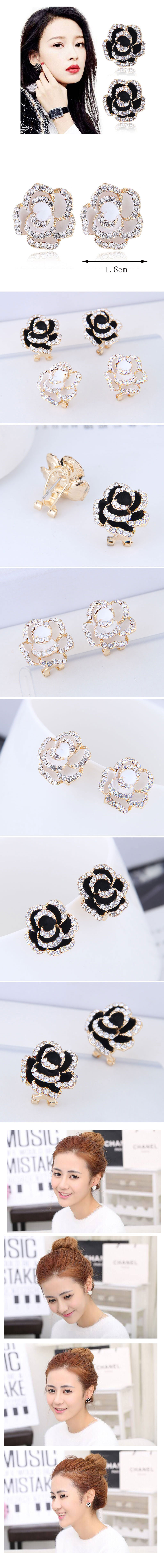 Exquisite Korean Fashion Classic Earrings Simple Flash Diamond Rose Temperament Personality Earrings Earrings display picture 1