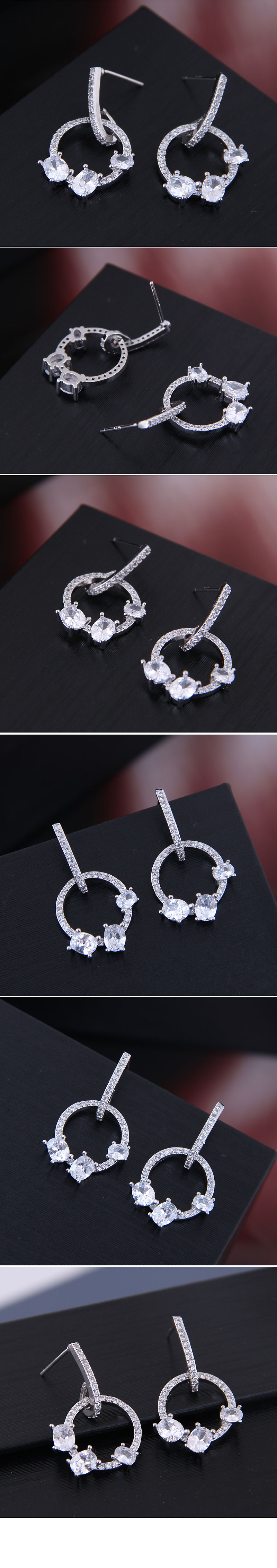 10761 Exquisite Korean Female Earrings Korean Fashion Sweet Ol Inlaid Zircon Personality Earrings display picture 1