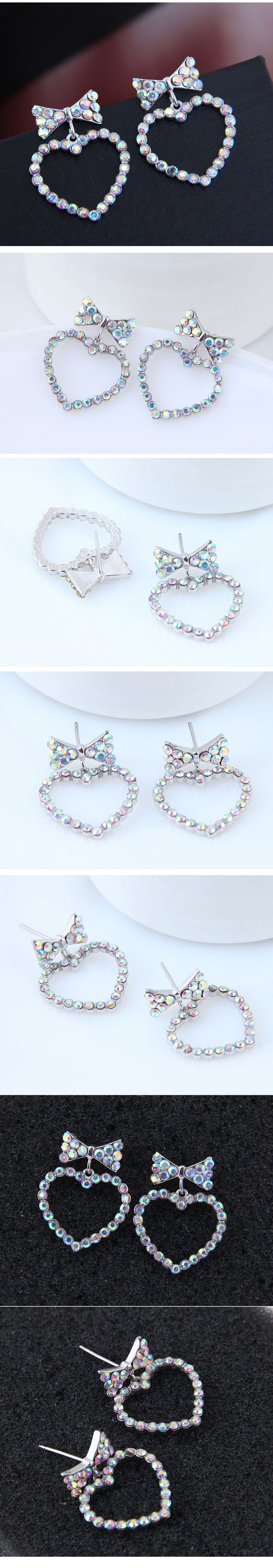 10763 Exquisite Korean Fashion Sweet Ol Bow Love Personality Earrings display picture 1