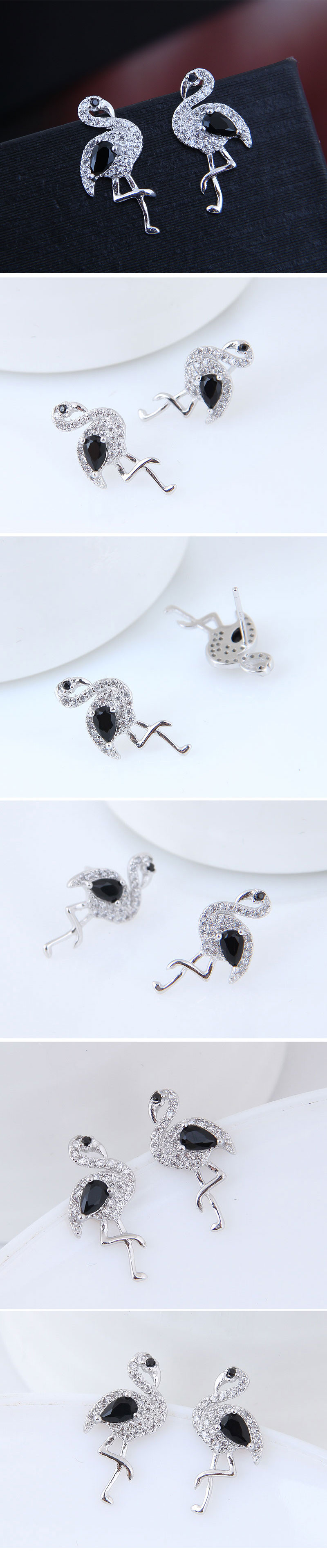 10722 Exquisite Korean Fashion Sweet Ol Inlaid Zirconium Simple Swan Personality Earrings display picture 1