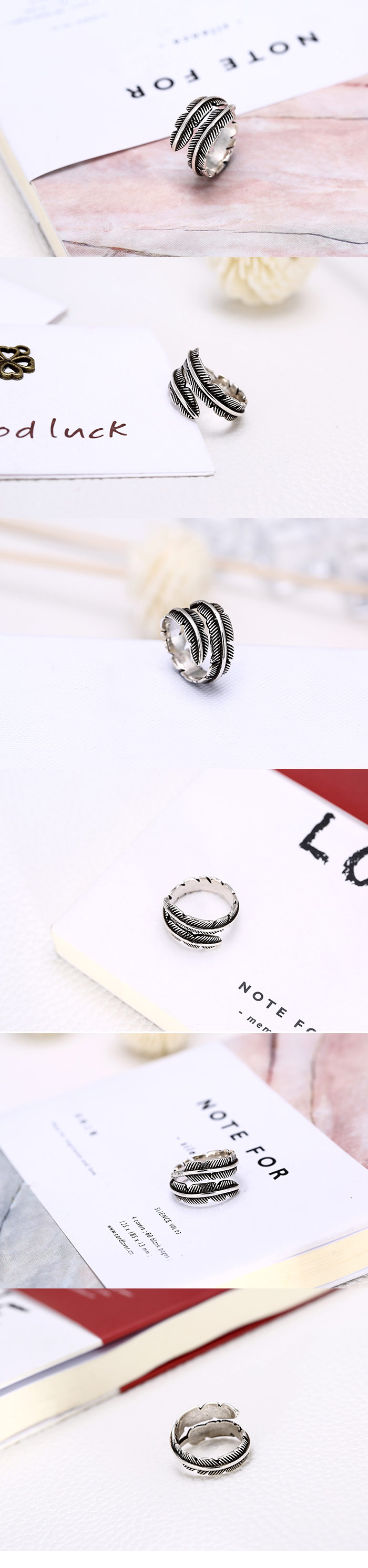 European And American Fashion Retro Leaf Temperament Personality Open Ring display picture 1