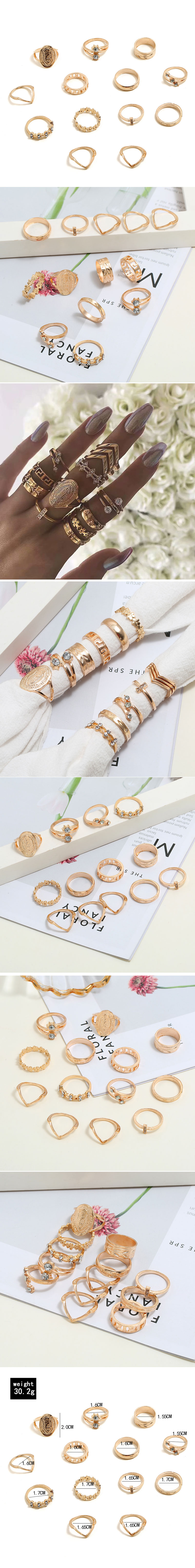 European And American Trend Wild Simple Multi-piece Combination Ring display picture 1