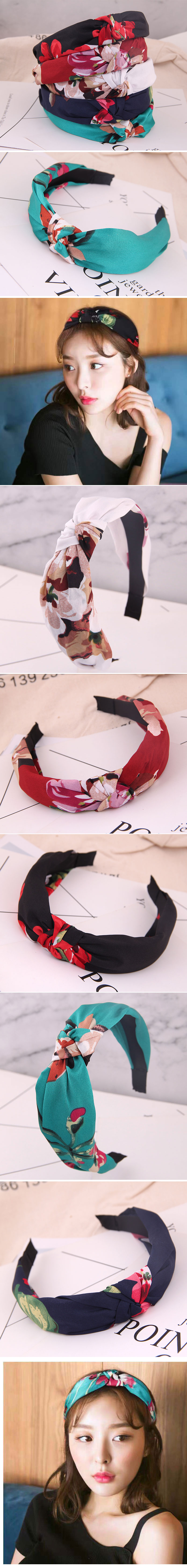 Korean Fashion Garden Wind Floral Fabric Headband Headband Head Buckle Ladies Hair Hoop display picture 1