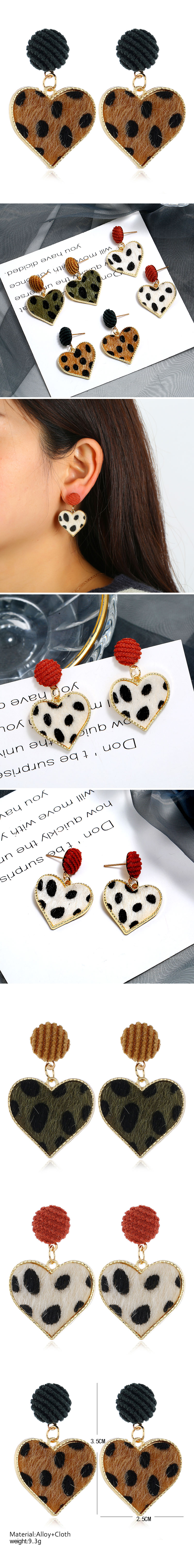 Fashion Metal Simple Leopard Peach Heart Temperament Exaggerated Earrings display picture 1