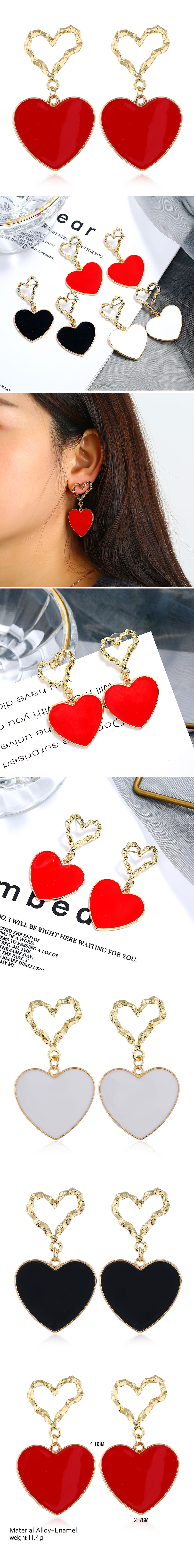 Mode Metall Einfache Doppel Liebe Temperament Übertrieben Ohrringe display picture 1
