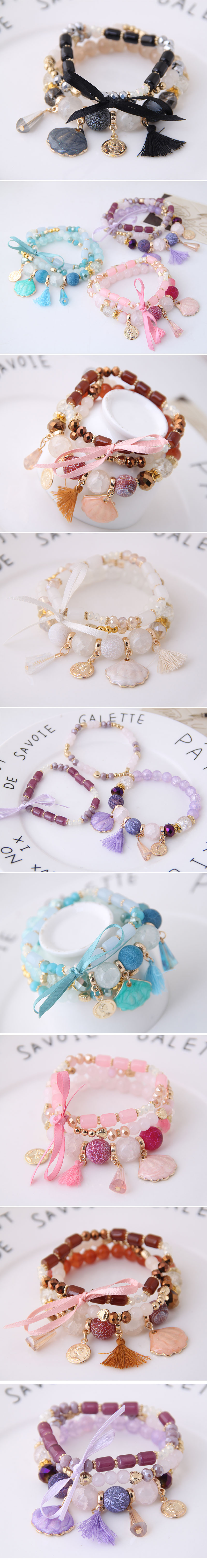 Korean Fashion Sweet Multi-element Pendant Multilayer Crystal Female Bracelet Wholesale display picture 1