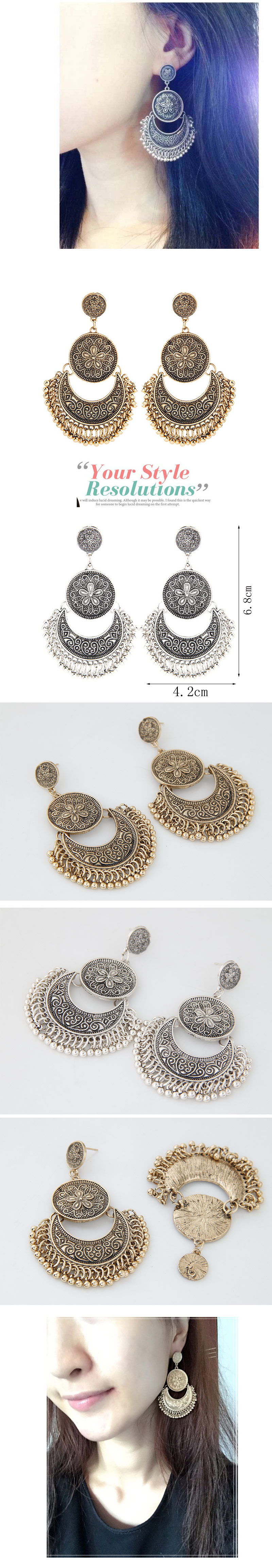 Fashion Metal Retro Exaggerated Water Drop Temperament Earrings display picture 1