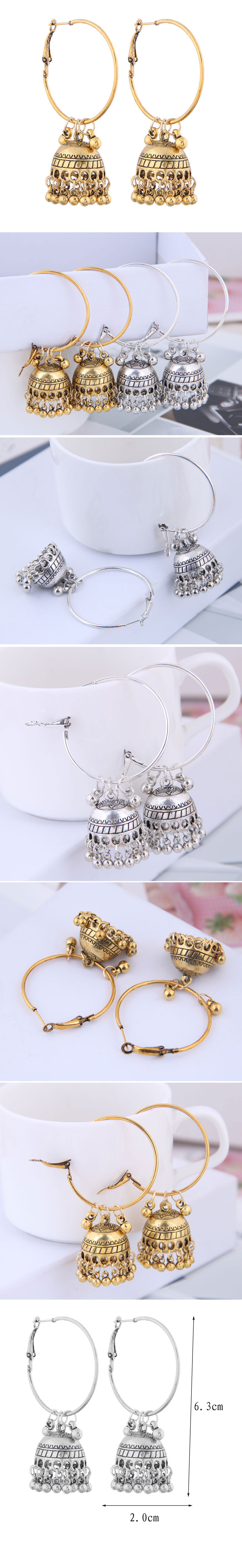 Retro Bohemian Simple Bell Exaggerated Temperament Ear Stud Earrings display picture 1