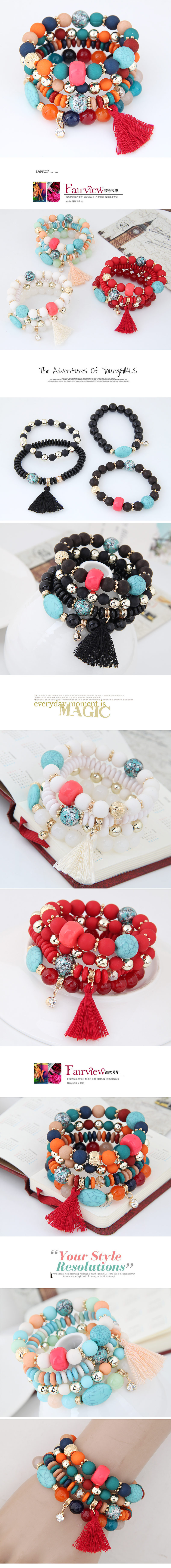 Einfache Wilde Süßigkeiten Perlen Mit Fransen Temperament Mehr Schicht Iges Armband display picture 1