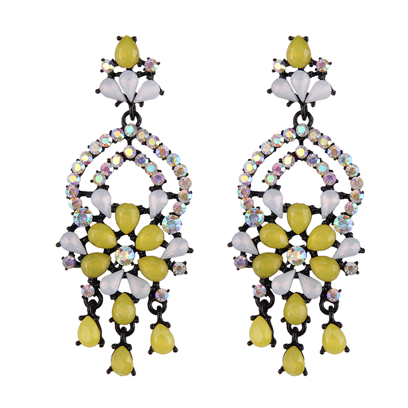 Resin Drop Earrings Creative Jewelry Accessories Alloy Diamond Earrings display picture 2