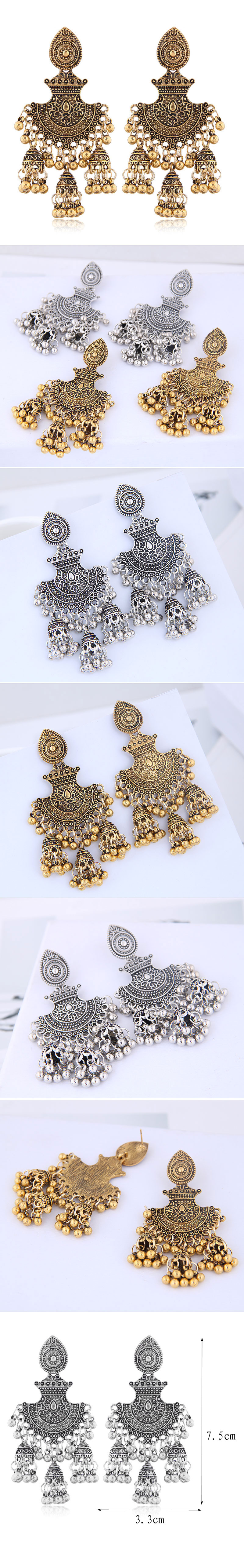 European And American Retro Texture Bohemian Celebrity Wind Bell Tassel Exaggerated Temperament Earrings display picture 1