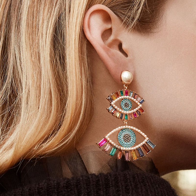 Alloy Diamond Eye Earrings Bohemia New Fashion Earrings Accessories Jewelry display picture 2