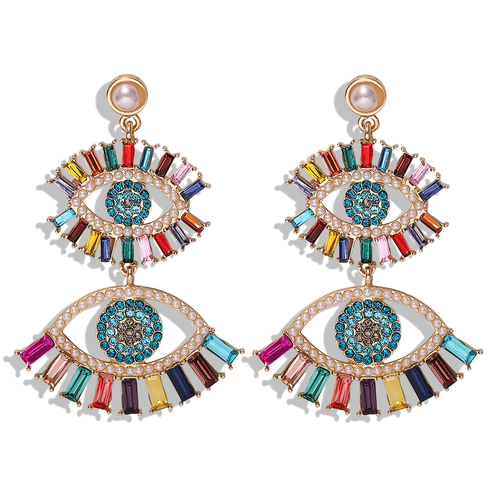 Alloy Diamond Eye Earrings Bohemia New Fashion Earrings Accessories Jewelry display picture 3