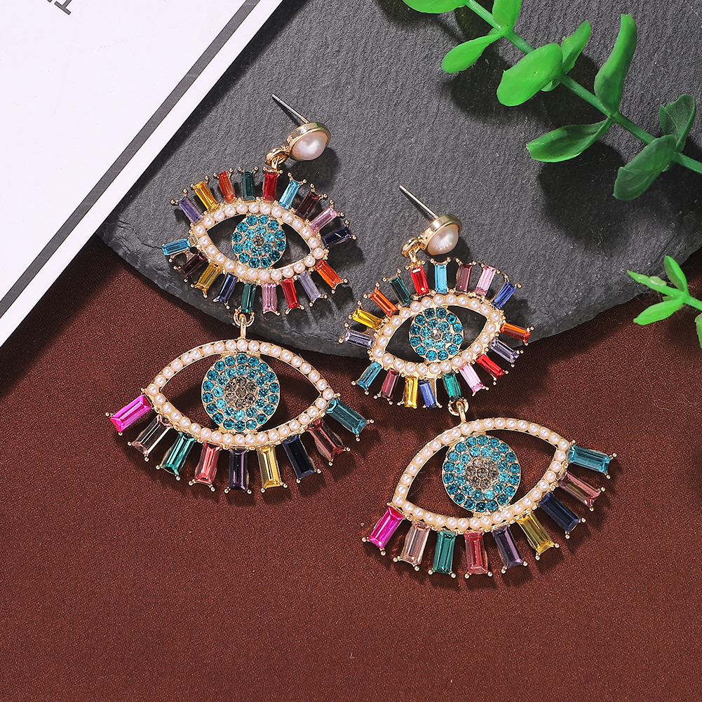 Alloy Diamond Eye Earrings Bohemia New Fashion Earrings Accessories Jewelry display picture 8