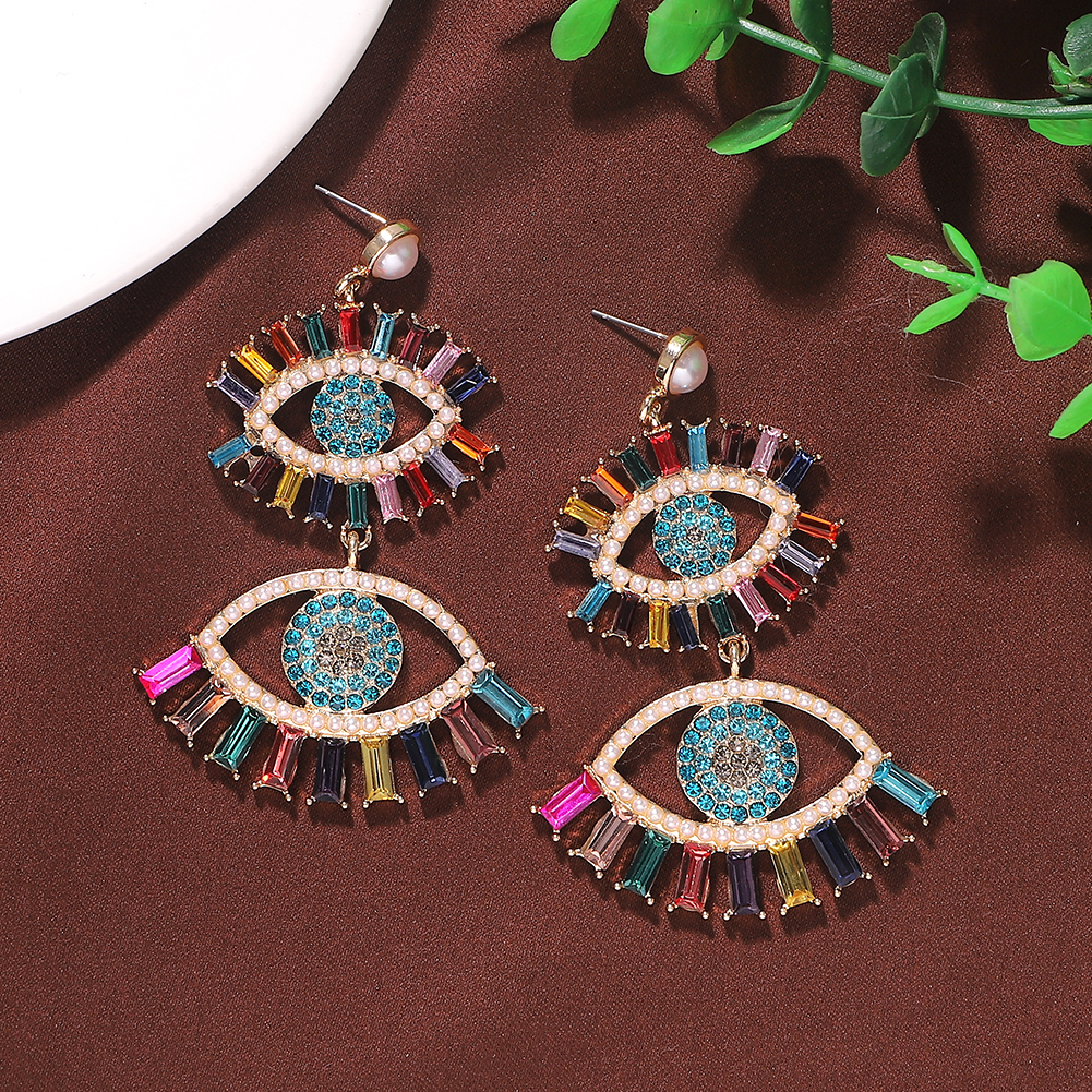 Alloy Diamond Eye Earrings Bohemia New Fashion Earrings Accessories Jewelry display picture 9