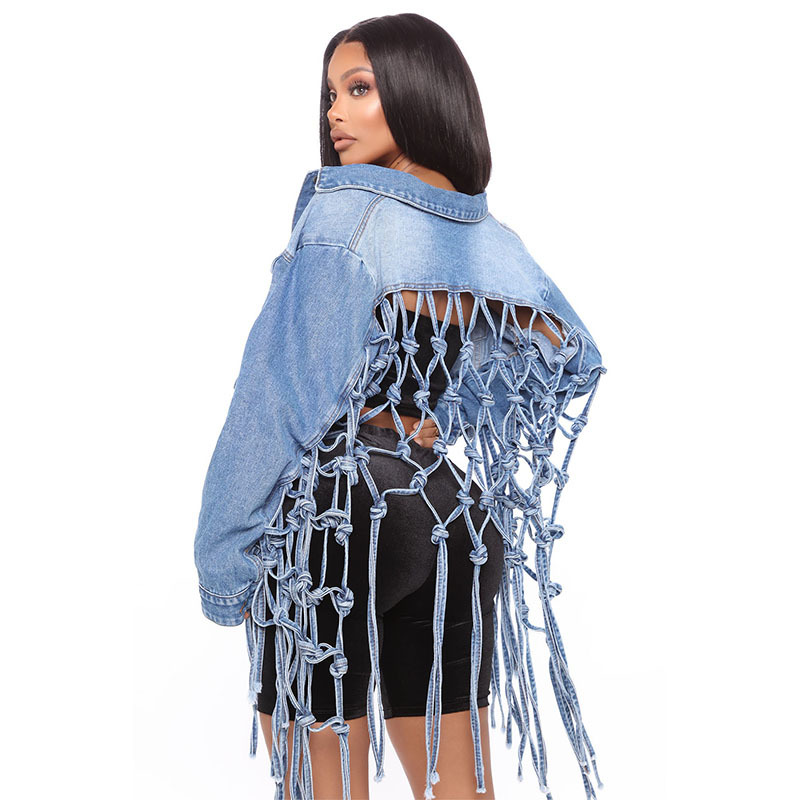 Women'S Hip-Hop Mesh Single Breasted Coat Denim Jacket display picture 4