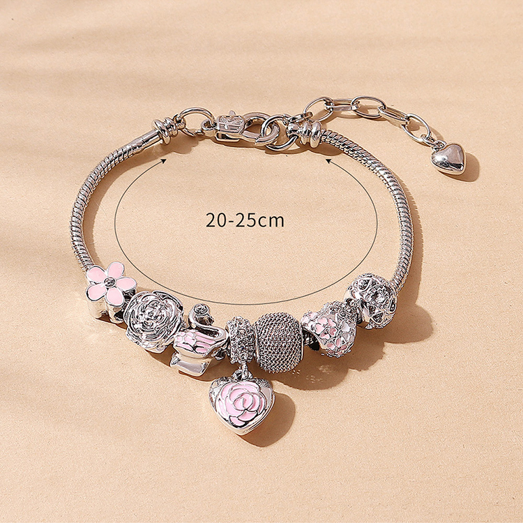 European And American Ins Fashion Popular Oil Peach Heart Flower Bracelet display picture 3