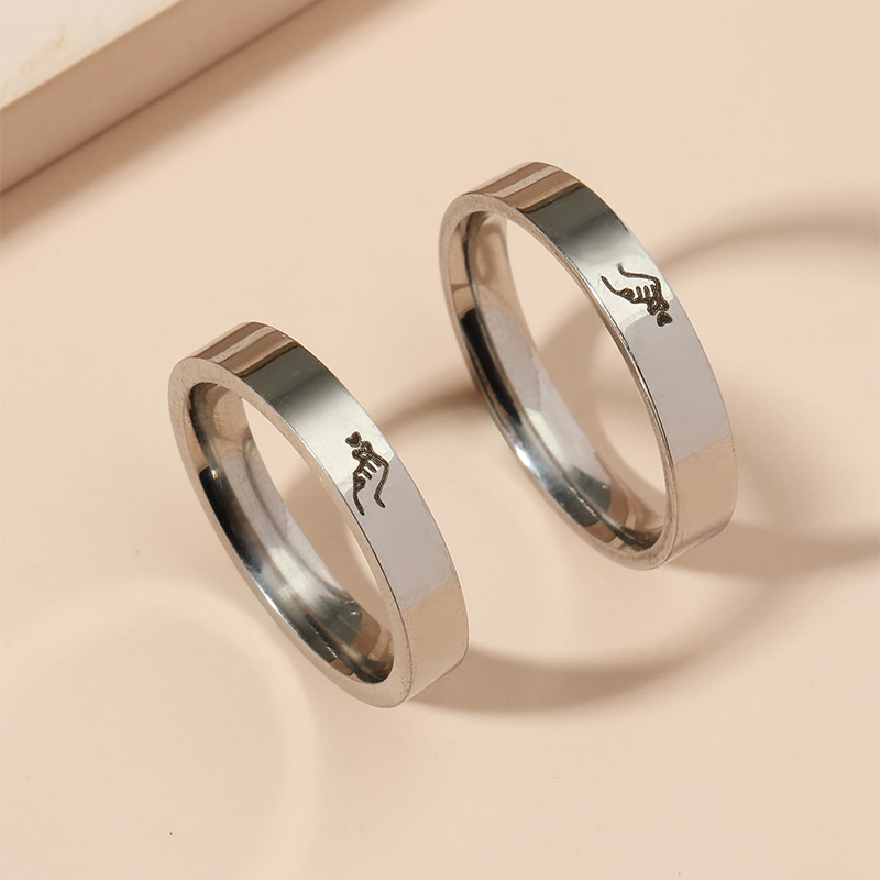 Fashion Fashion Ornament Love You Mua Stainless Steel Couple Ring display picture 3