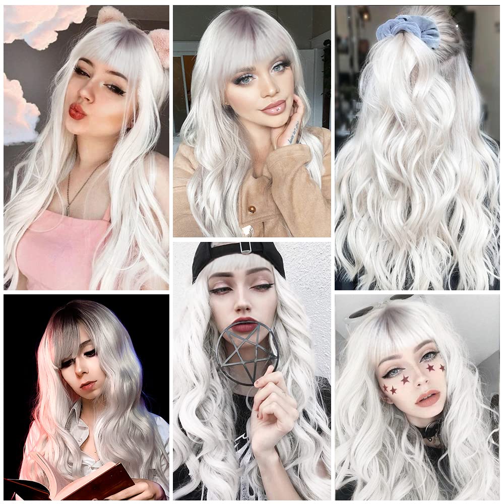 Wig European And American Ladies Wig Two-color Bangs Long Curly Hair Big Wave Head Cover Chemical Fiber Wigs Wig display picture 2
