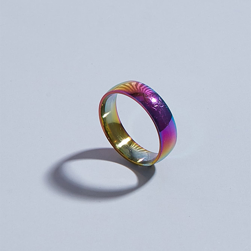 Fashion Popular Ornament Glossy Stainless Steel Colorful Ring display picture 4