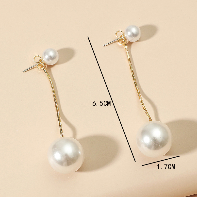 Temperament Front And Rear Pearl Tassel Earrings display picture 4