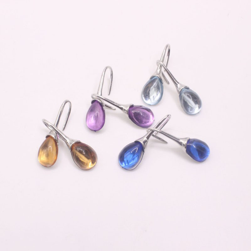 Cross-border Hot Sale New Four-color Inlaid Cat's Eye Earrings European And American Fashion Holiday Gift Water Drop Earrings display picture 2