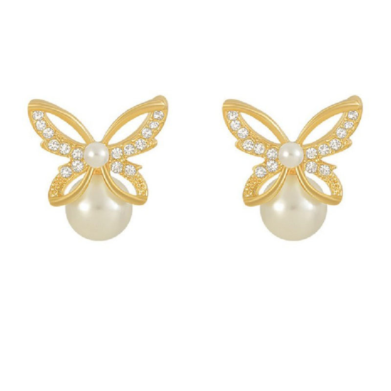 Alloy Rhinestones Pearl Earrings display picture 4