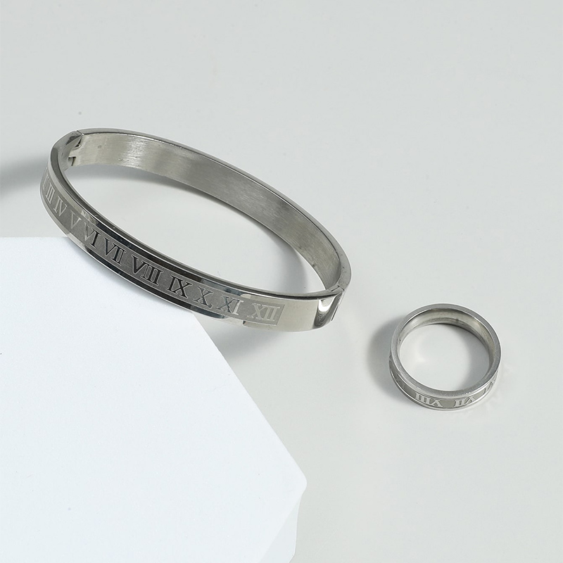 Modeschmuck Edelstahl Roman Digital Ring Armband display picture 2