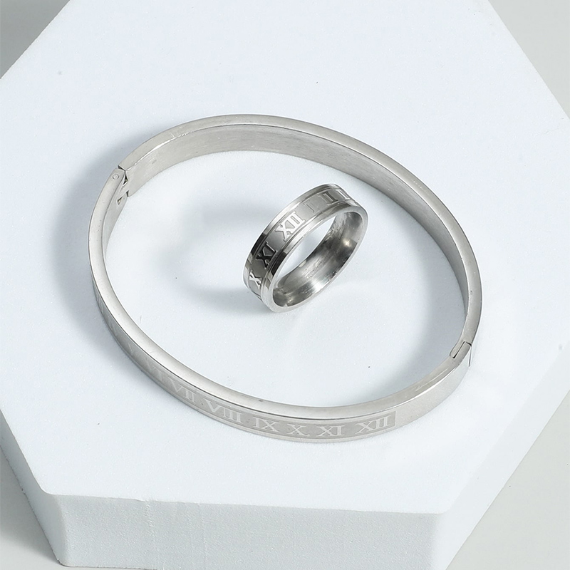 Modeschmuck Edelstahl Roman Digital Ring Armband display picture 4