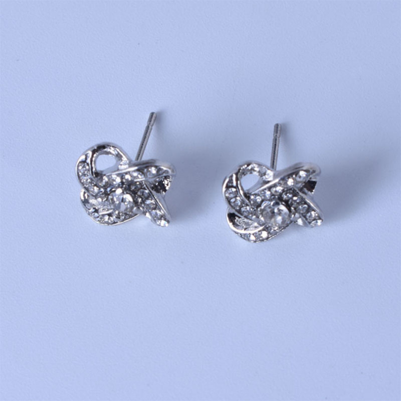 Factory Direct Supply Diamond Rhinestone Crystal Flowers Stud Earrings Ornament Foreign Trade Cross-border display picture 3