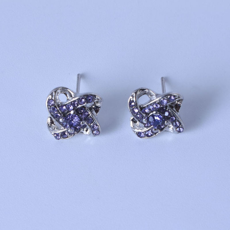 Factory Direct Supply Diamond Rhinestone Crystal Flowers Stud Earrings Ornament Foreign Trade Cross-border display picture 4