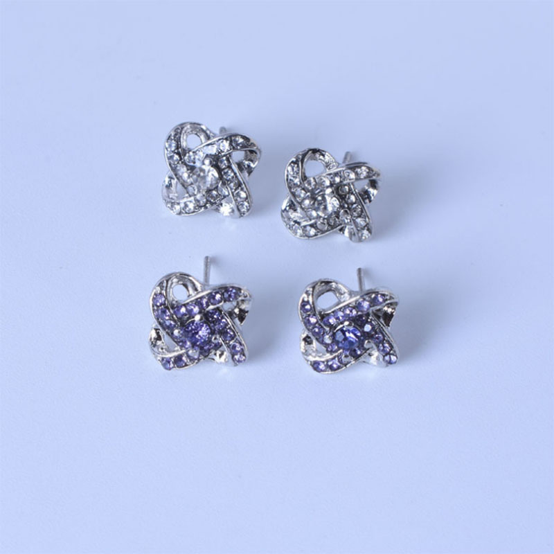 Factory Direct Supply Diamond Rhinestone Crystal Flowers Stud Earrings Ornament Foreign Trade Cross-border display picture 5