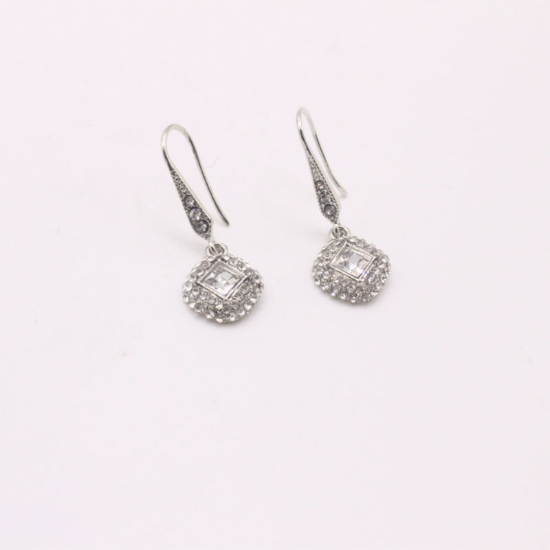 Cross-border Hot Sale High-end Elegant All-match Square Zircon Earrings European And American Ladies Jewelry Wholesale Direct Supply display picture 5