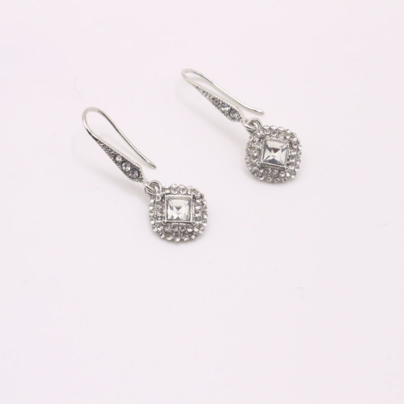 Cross-border Hot Sale High-end Elegant All-match Square Zircon Earrings European And American Ladies Jewelry Wholesale Direct Supply display picture 6
