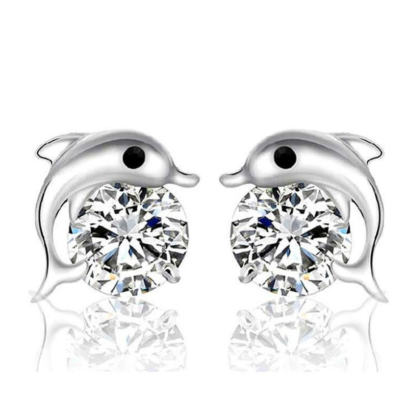 2 Pieces As Picture Fashion Geometric Dolphin Alloy Zircon Earrings display picture 1