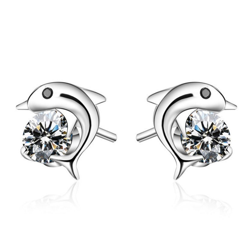 2 Pieces As Picture Fashion Geometric Dolphin Alloy Zircon Earrings display picture 3