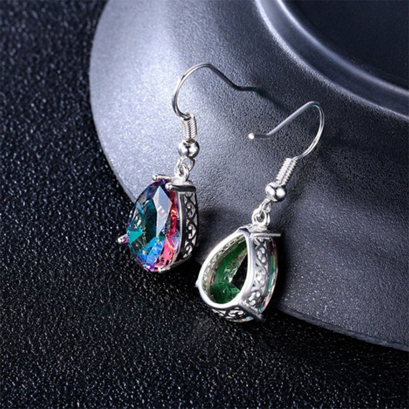Cross-border Sold Jewelry European And American     Popular Rainbow Color Rainbow Color Water Drop Ear Studs display picture 3
