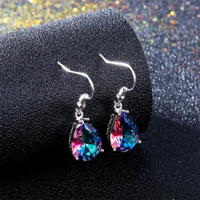 Cross-border Sold Jewelry European And American     Popular Rainbow Color Rainbow Color Water Drop Ear Studs display picture 4